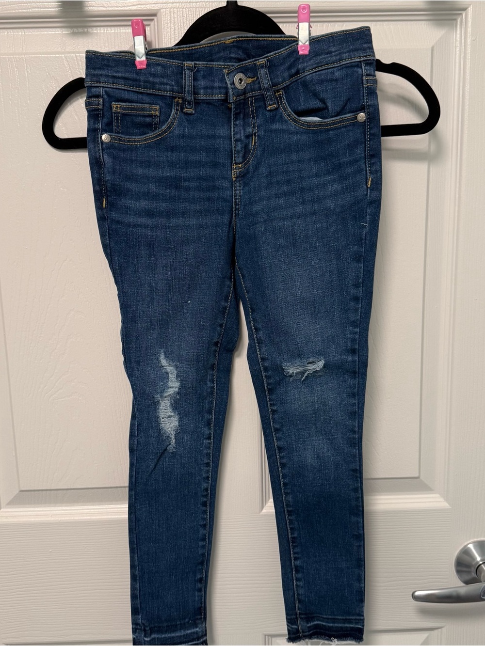 Art Class Girls Youth Distressed Jegging Adj Waist Jeans Frayed Sz 8